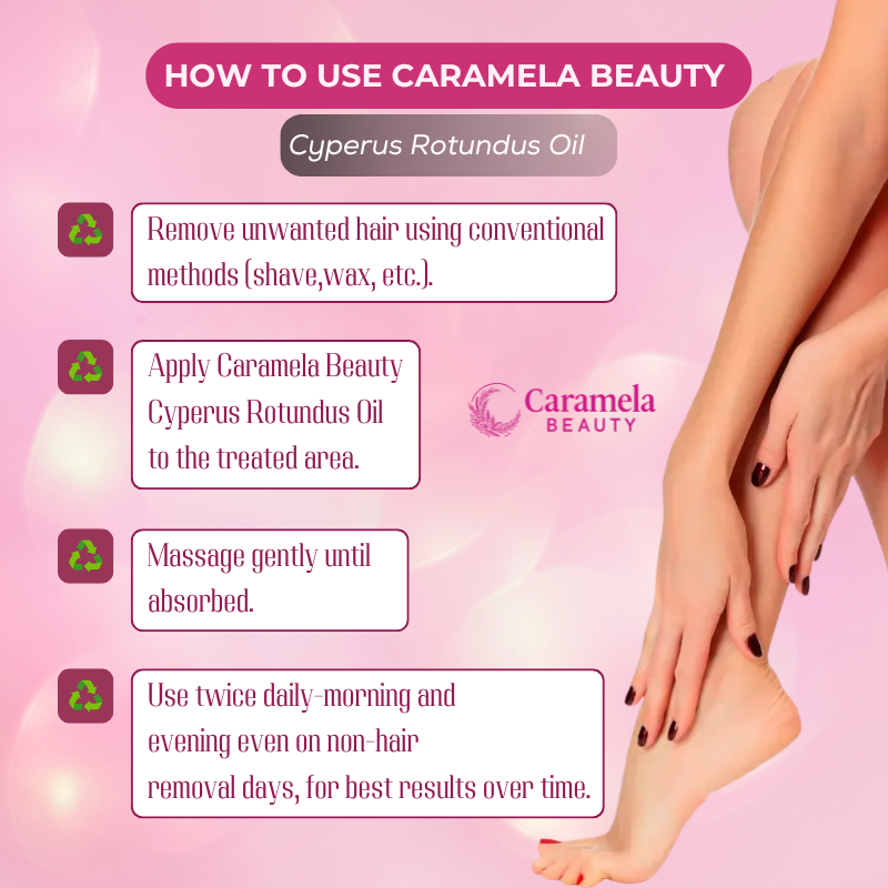 Caramela Beauty™ Cyperus Rotundus Oil for Natural Permanent Hair Reduction